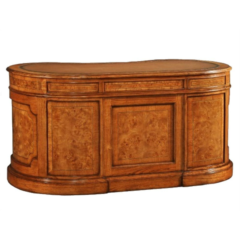 Alaba Oval Solid Wood Top Executive Desk