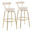 Tabouret de bar à hauteur fixe avec pivot en métal doré et velours crème - ensemble de 2