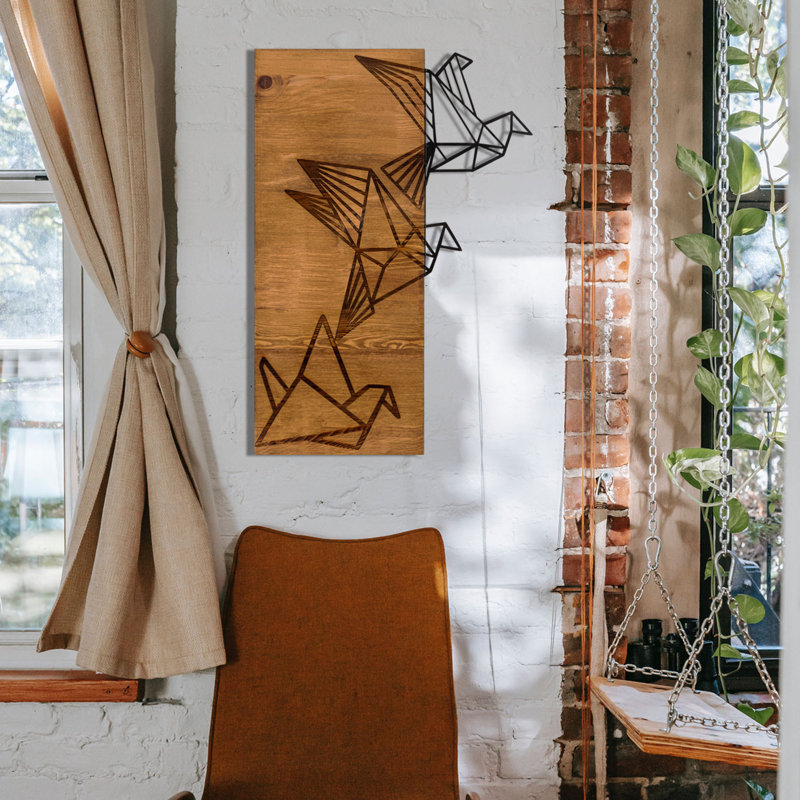 Élégant accessoire mural décoratif en bois, finition noire et noyer, 14,2 po x 23,6 po | Cadre 100% métal (épaisseur: 0,05 po) et envers 100% bois (épaisseur: 1,2 po) | Parfait pour la décoration intérieure et les intérieurs modernes