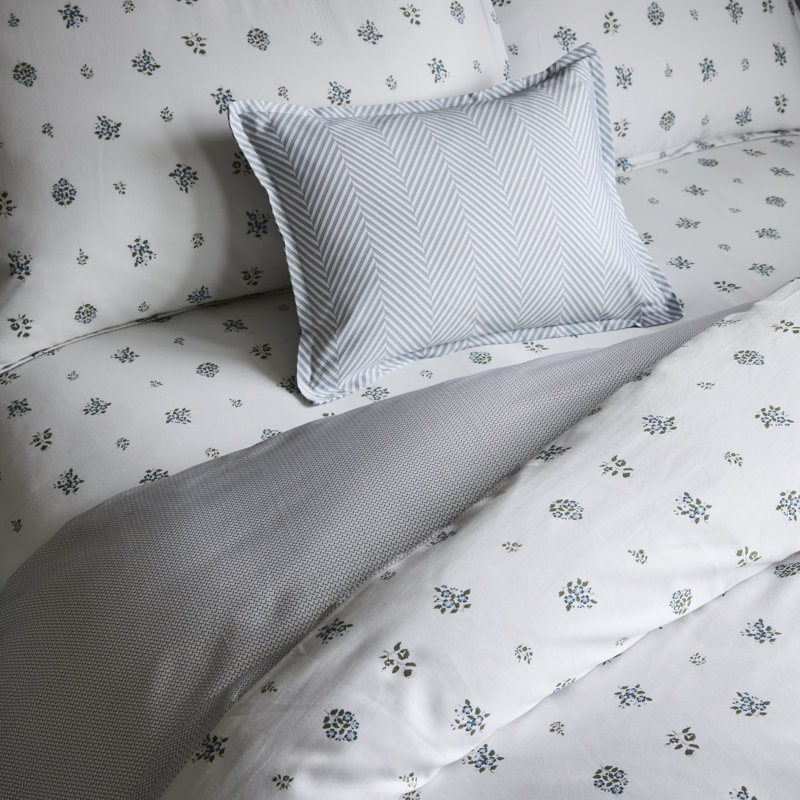 4-Piece Feuille Bluer Linen Bedding Set, Full