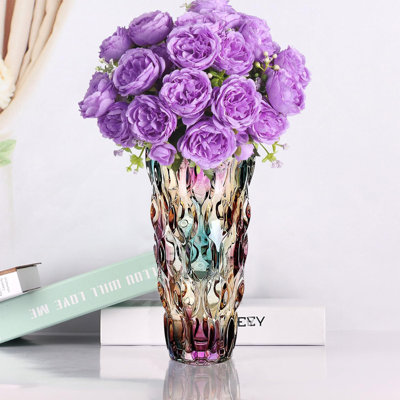 Vases en verre pour fleurs, vases Morden épaissis de 3,4 lb pour centres de table, vases pour décoration intérieure, grands vases en cristal, rose coloré et transparent, cadeaux de Noël (robustes)