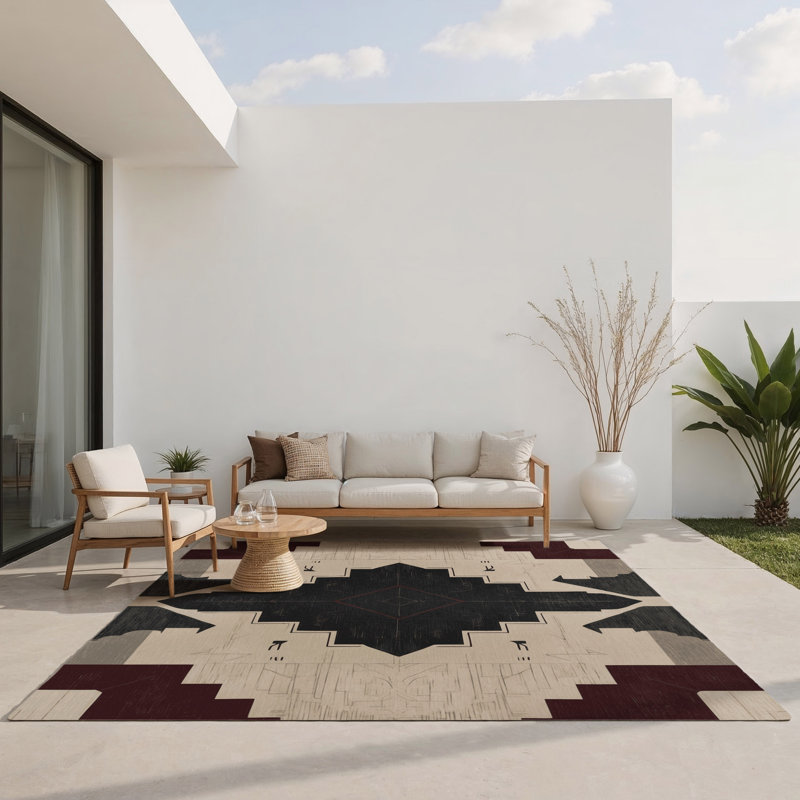 Monarch's Mosaic Indoor And Outdoor Area Rug, Rectangle 4' x 6'