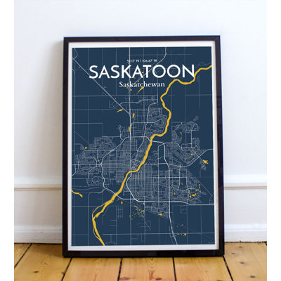 Saskatoon City Map - No Frame Print