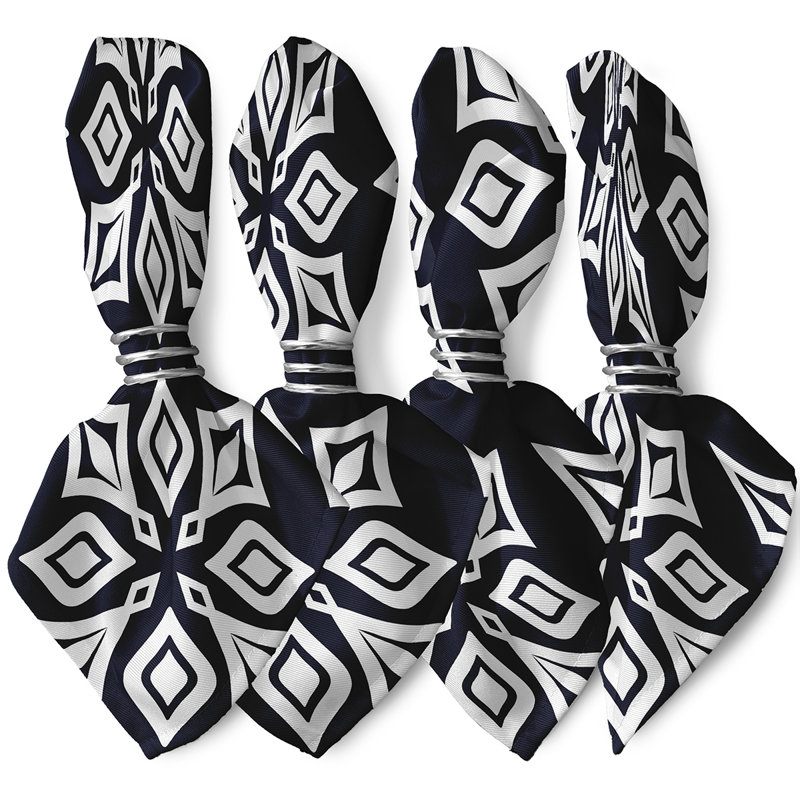 Cholena Polyester Floral Square Napkin, Navy