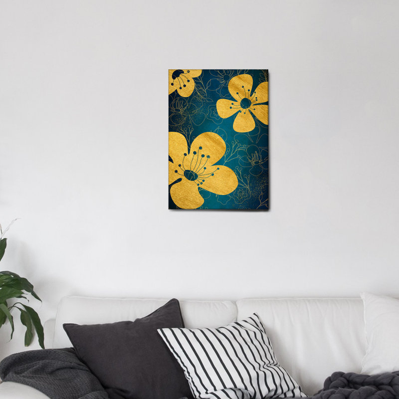 Abstract Gold Leaves 04 - Rectangle Painting