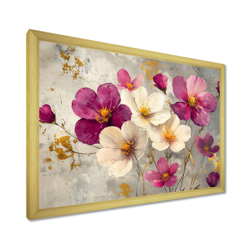 Fleurs sauvages et bouquet de coquelicots lavande - art mural coquelicot, H 12 po x l 20 po, Doré