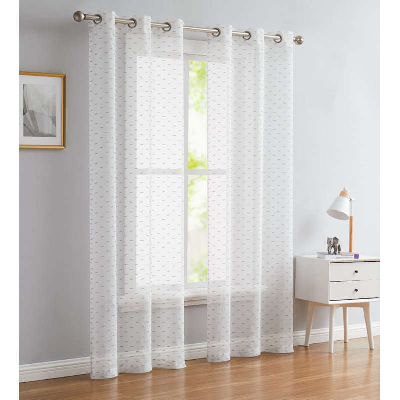 Cessna Sheer Curtain Pair, 38" W x 96" L, Silver