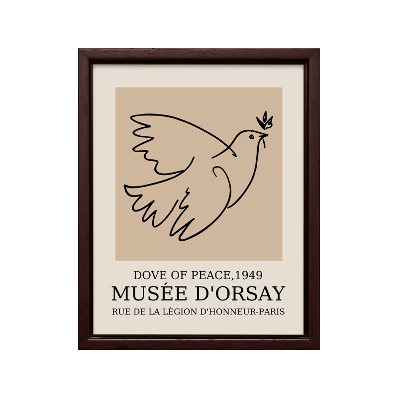 Picasso - Colombe de la paix, Canevas, H 24 po x l 32 po, Encadrement brun