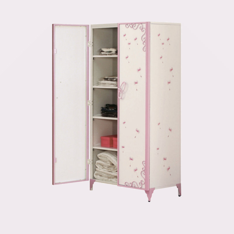 Garde-robe en cuir synthétique blanc et clair mauve