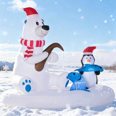 6Ft LED Polar Bear & Penguin Christmas Inflatable Outdoor Decoration