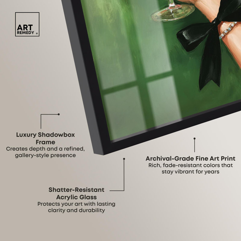 «Curated Cocktail I Shadowbox Print» par Art Remedy, H 21 po x l 17 po, Noir