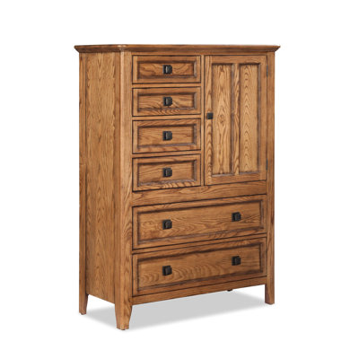 Commode combinée en bois massif à 6 tiroirs 42 po Kinneth