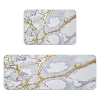 Gold Vein Marble, Kitchen Mats Set of 2