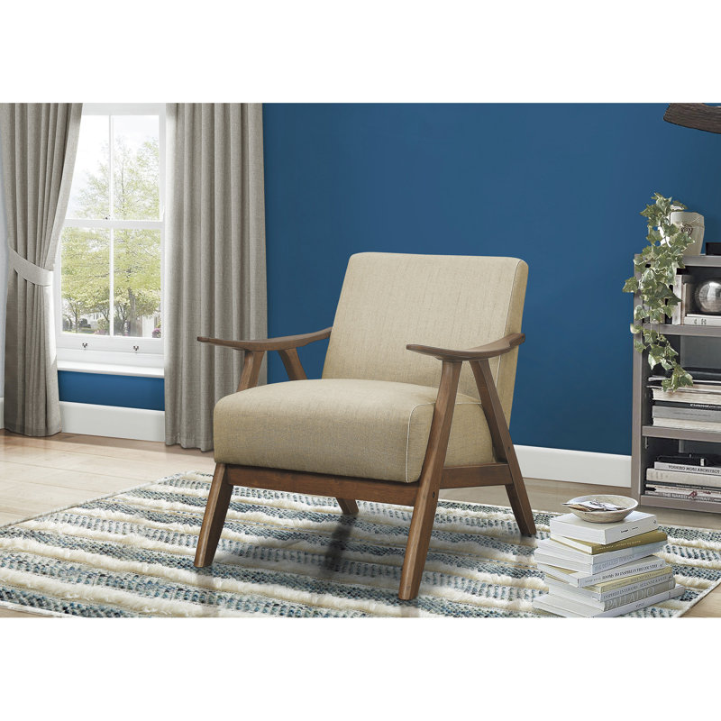 Chaise d'appoint en tissu texturé brun: bois de finition noyer, rembourrage en mousse, Marron clair