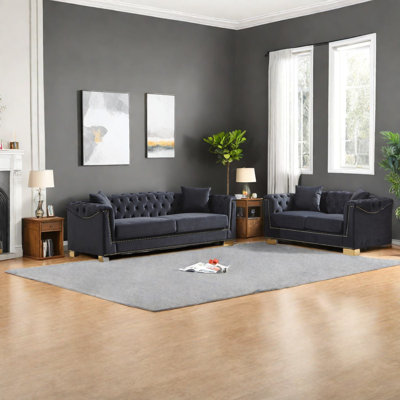 Luxueux canapés en velours de style Chesterfield pour les espaces de vie modernes