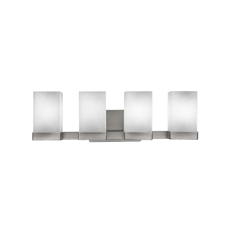 Nouvelle 4 Light Bath Bar Shown In Graphite Finish With 4" Square White Muslin Glass