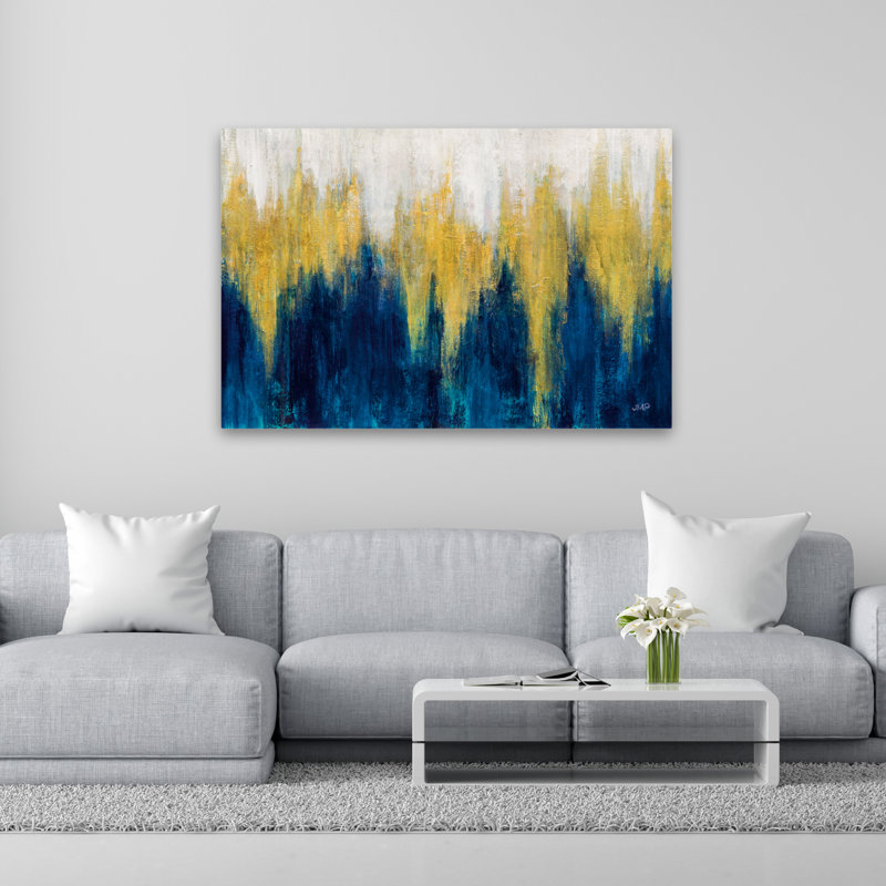 Art abstrait abstrait et lueur bleue II, H 40 po x l 60 po