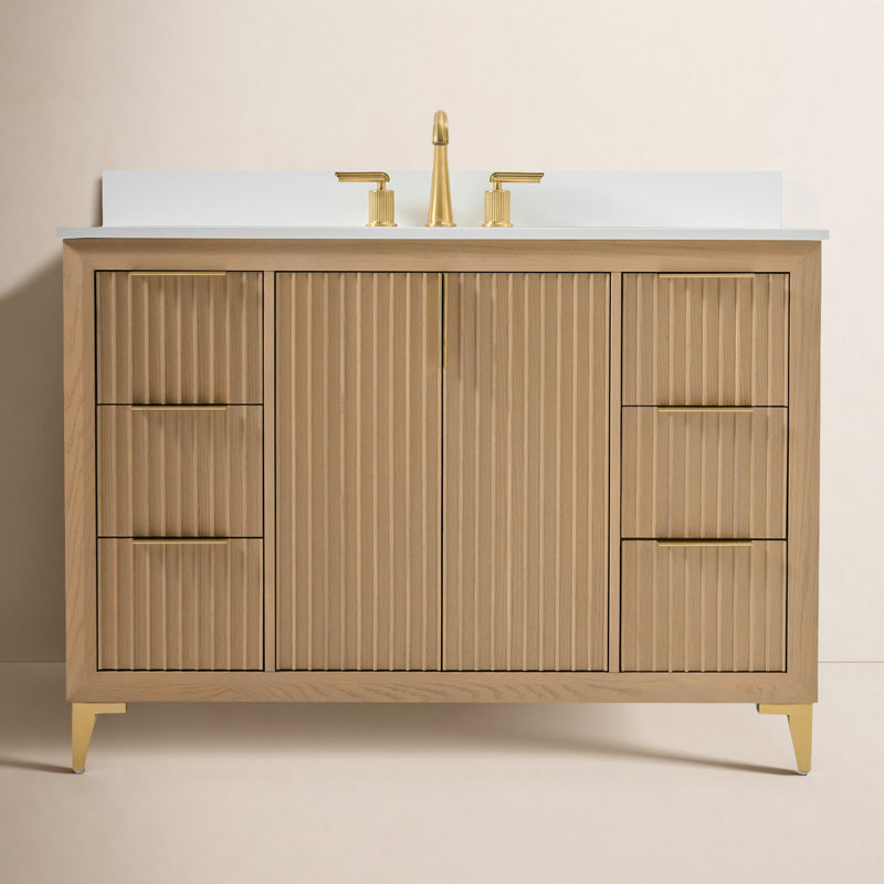Turlington Freestanding Standard Bathroom Vanity with Top, Oak, 48"