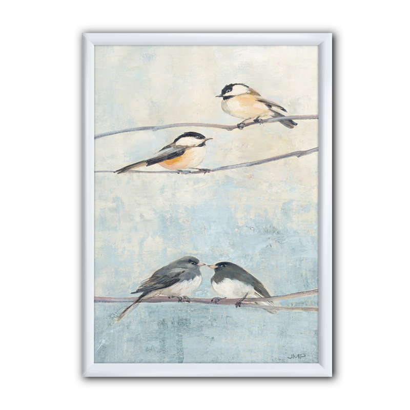 Oiseau suspendu à un arbre I - reproduction d'art sur toile, H 46 po x l 36 po x P 1,5 po, Cadre blanc