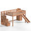 Lit mezzanine double en bois avec glissières de rangement et garde-robe 1 garde-corps en noyer