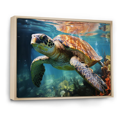 Tortue verte et bleue, animaux marins, art mural