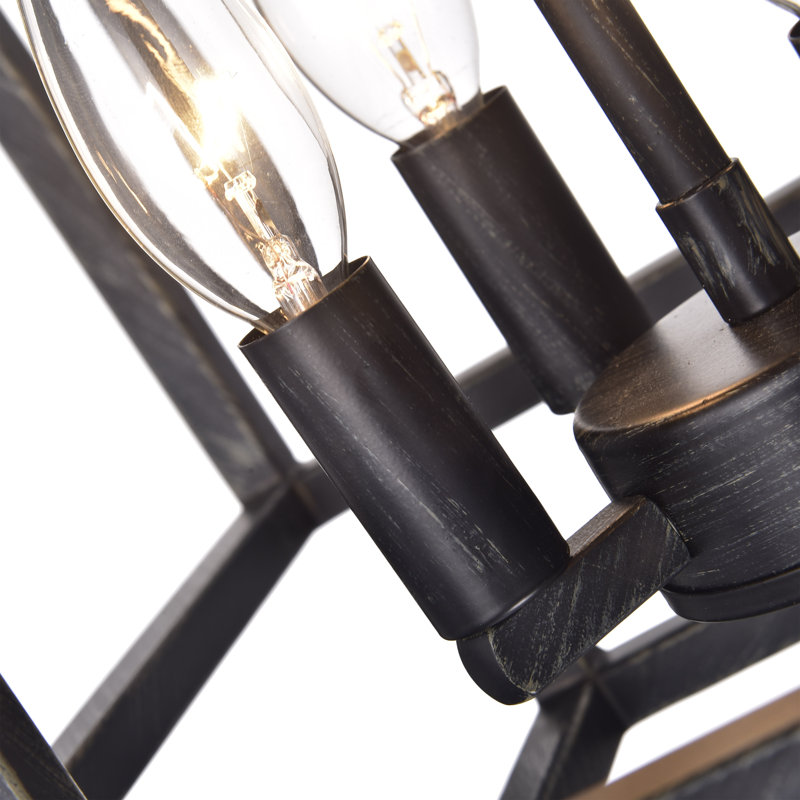 Luminaire suspendu géométrique de style lanterne noire antique à 4 lumières 12 po Nickson