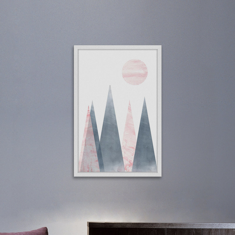 «Striped Moon» par Eyre Tarney - Reproduction d'art graphique sur papier encadré, H 36 po x l 24 po x P 1,5 po, Cadre blanc