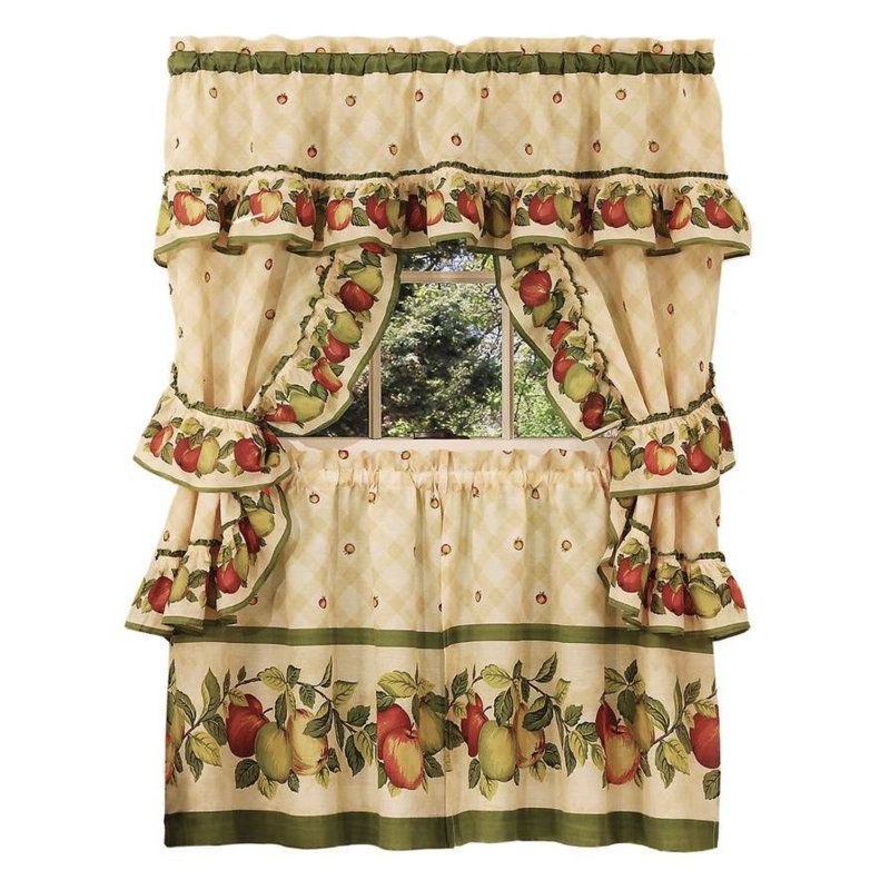 Destinee Ruffled Kitchen Curtain, 57" W x 36" L