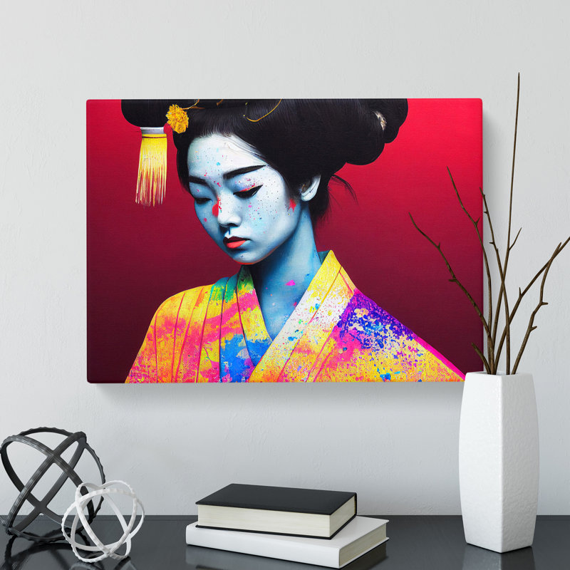 Colourful Geisha Vol.3 - Wrapped Canvas, 50cm H x 76cm W x 3cm D