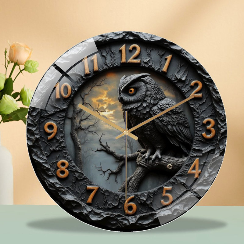 Horloge murale hibou 12 po