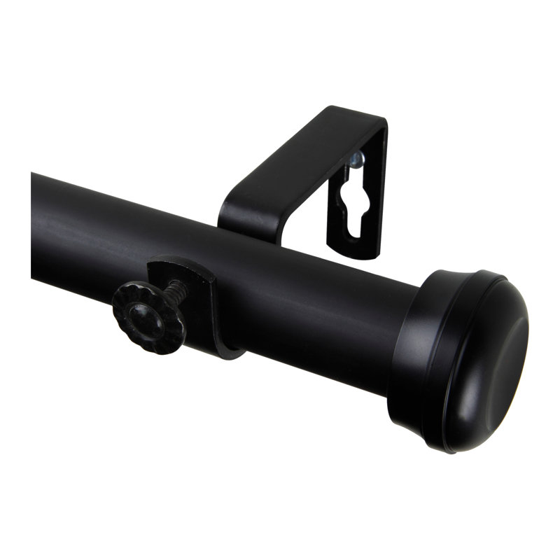 Tringle à rideaux simple Dadur, Noir, l 120 po à 170 po