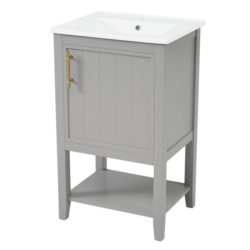 Meuble-lavabo simple avec lavabo supérieur L 20 po x l 15,5 po Nejla, Blanc