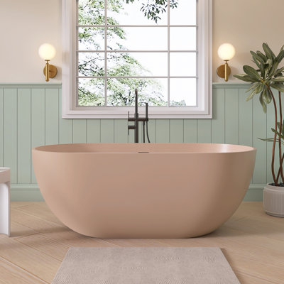 59'' Freestanding Soaking Solid Surface Bathtub