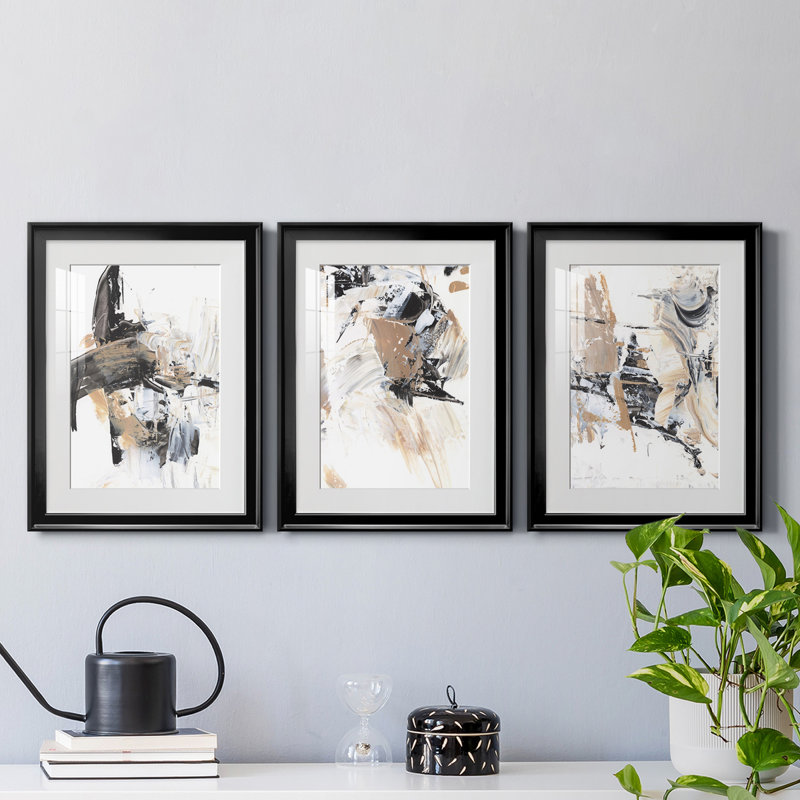 Ruckus I - Ensemble de 3 cadres photo, H 24,5 po x l 55,5 po x P 1 po, Cadre noir