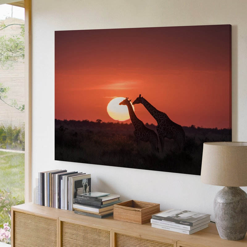 Toile dans la tranquillité de la savane africaine au crépuscule, H 30 po x l 40 po