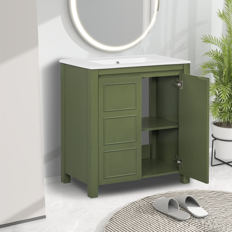  Meuble-lavabo simple avec comptoir en céramique, Vert