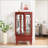 Cabinets, Cherry Finish Curio Display Cabinet with LED Lights, Adjustable Shelves, 2 Doors + Drawer | MDF+glass | Living Room-1753029001