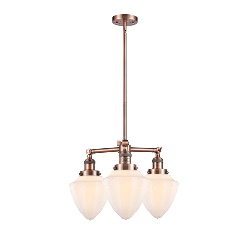 Lustre à niveaux unique à 3 lumières Camptonville, Cuivre antique