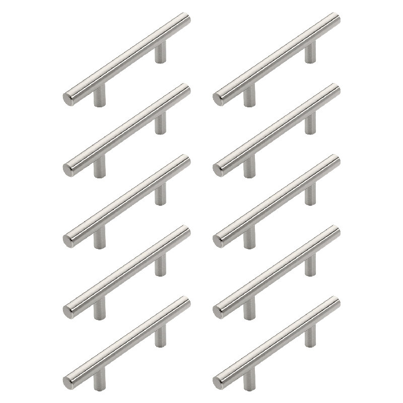 Brushed Nickel Modern Bar Pull with Mounting Hardware