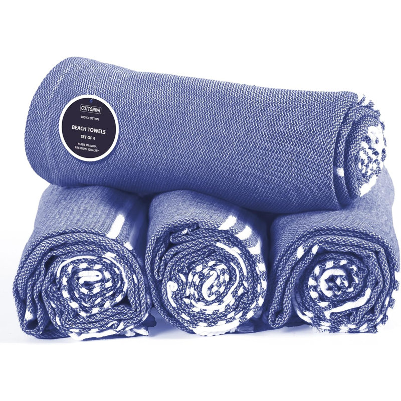 Meini Cotton Beach Towel, Navy