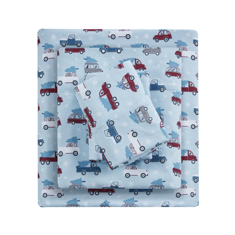 Ensemble de draps 100% coton Cozy, Ensemble de draps pour lit simple TG avec 1 taie d, Feuilles, multicolore