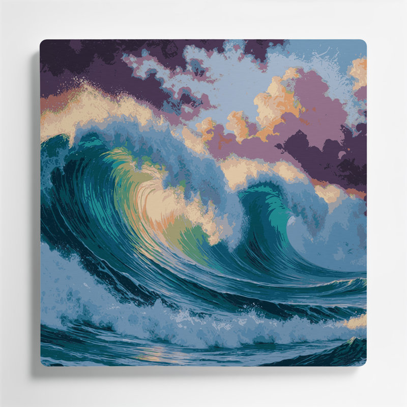 «Hawaiian Ocean Waves», art mural en métal bleu, H 16 po x l 16 po