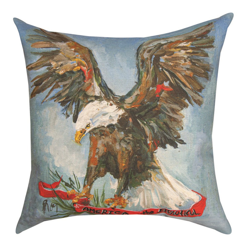 Manual Woodworkers & Weavers Eagle Climaweave Pillow 18 x 18 Inch Indoor Outdoor Decorative Accent Pillow