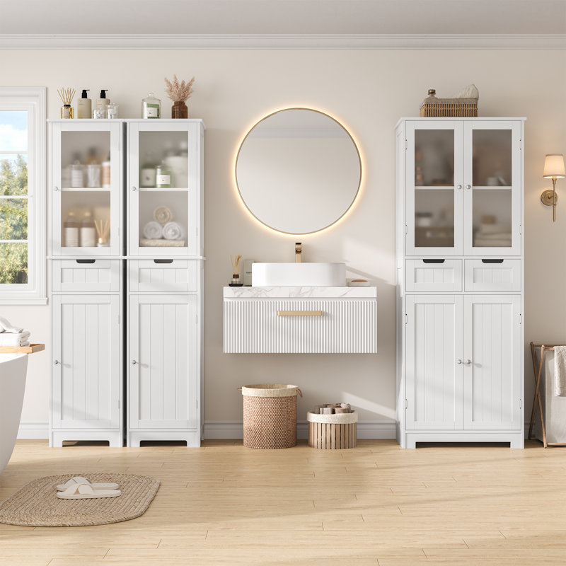 Armoire à linge autoportante 2 pièces, Blanc