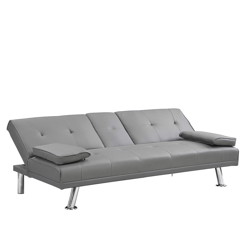 Canapé-lit avec accoudoirs à deux supports, Gris