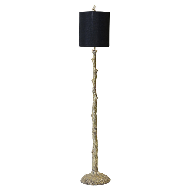 Lampe de table Kousgaard Arbor - Finition feuille d'or sur corps en résine - Abat-jour rigide