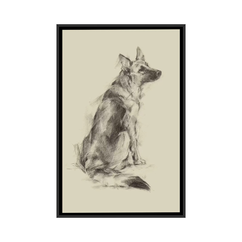 « chiot dog eyess v », reproduction sur toile tendue Ethan Harper, Toile avec cadre noir, Pas de tapis