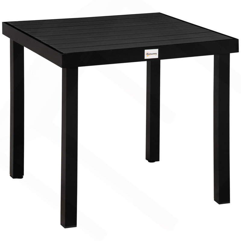 Outsunny Outdoor Dining Table For 4 Person, Square, Aluminum Metal Legs For Garden, Lawn, Patio, Woodgrain Black