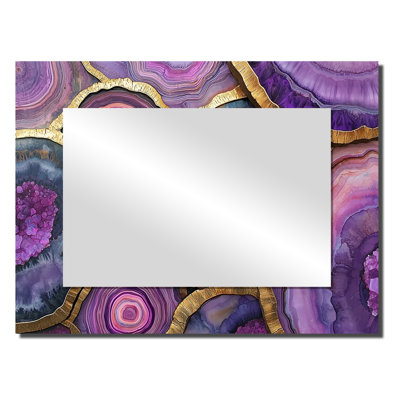 Purple Crystals And Wooden Energy II - Farm Wall Mirror Art - Printed On Metal