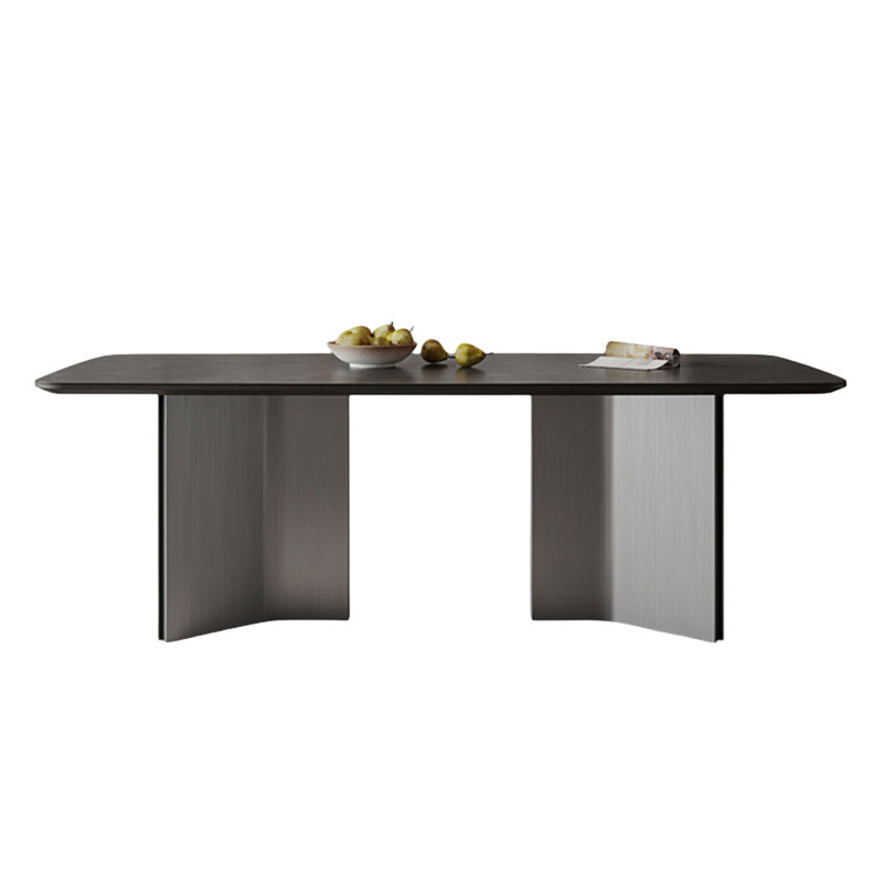 Simple Modern Rectangular Rock Slab Dining Table, 29.5”H x 70.8”L x 35.4”W